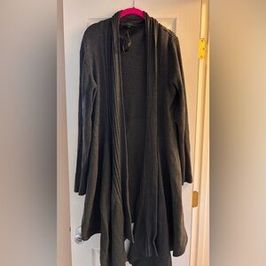Renee C. Charcoal Open Front Waterfall Cardigan 2x